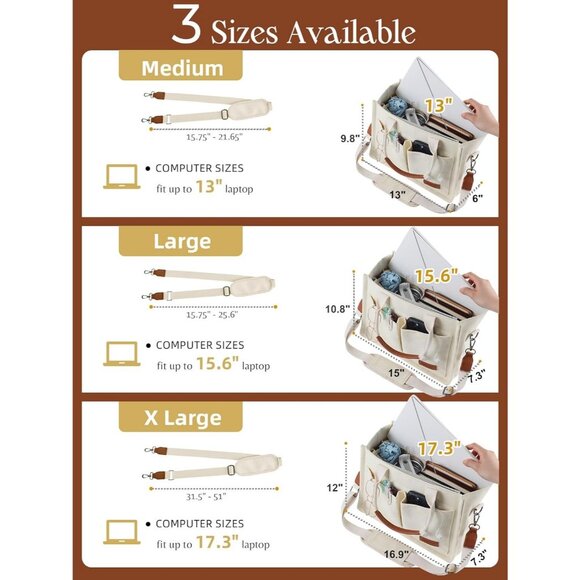 Spacious Work and College Tote Multi Compartment Teacher & Nurse Bag Durable - Picture 6 of 8